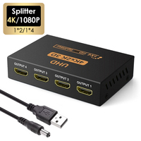 1 x 4 HDMI-compatible Splitter Converter 1 In 4 Out HD 1.4 Splitter Amplifier HDCP 4K/1080P Dual Display for HDTV DVD PS3 Xbox