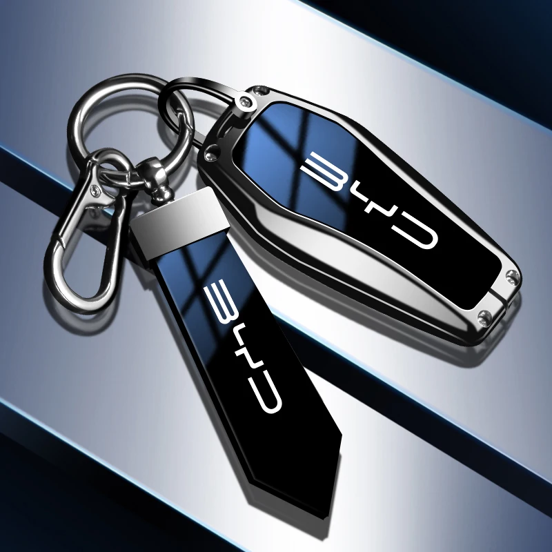 

Zinc Alloy Leather Car Styling Remote Key Case Cover Shell For BYD Qin Plusdmi Atto 3 Han EV Dolphin keychain Auto Accessories