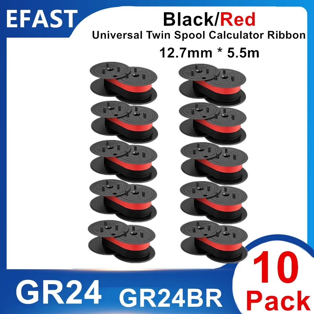 1~10PK For GR24 Typewriter Ribbon Twin Spool Typewriter Ribbon Ink Twin Spool Ink Replacement Part for Most Typewriter Red Black