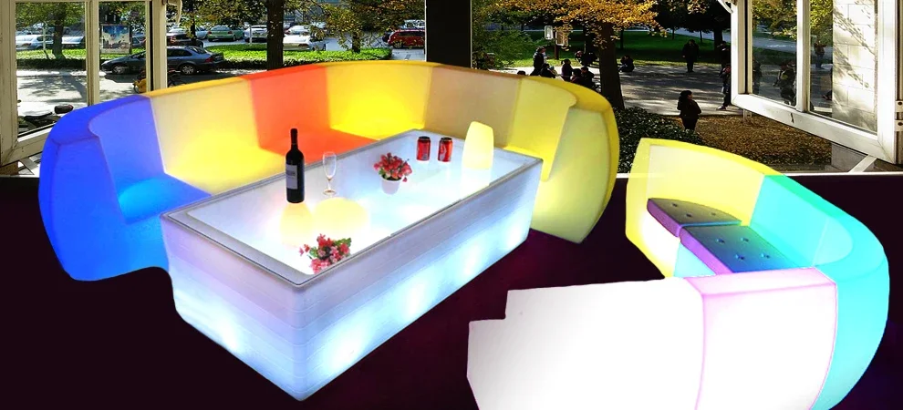 Waterproof modern led furniture plastic luminous glow light illuminated led sofa bar furniture