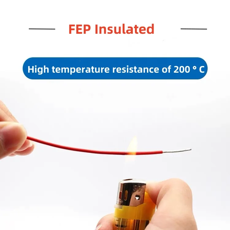 5M/10M UL1332 PTFE Wire /10/12/13/14/16/17/20/22/24/26/28/30 AWG FEP Insulated High Temperature Electron Cable For 3D Printer