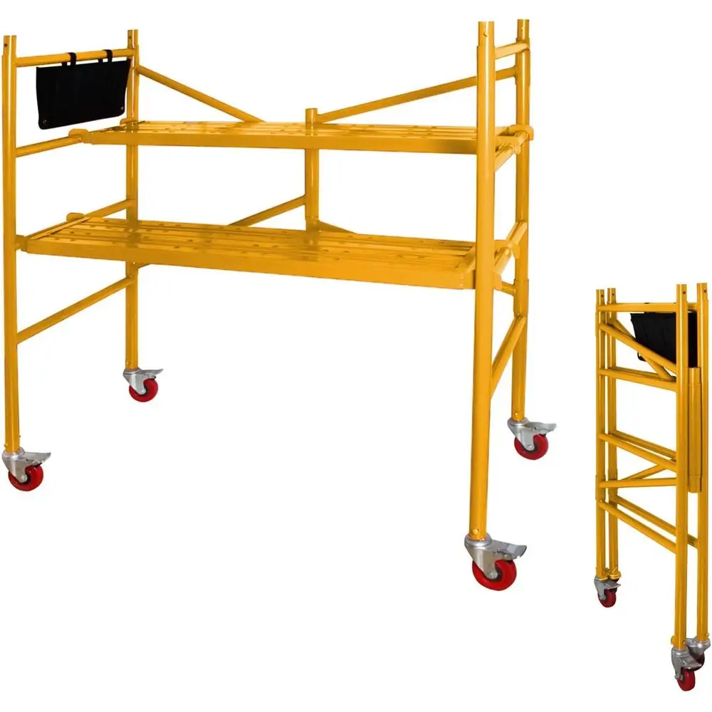 770 lbs Capacity Lockable Mobile Baking Scolding Platform, Yellow, 4 Out High