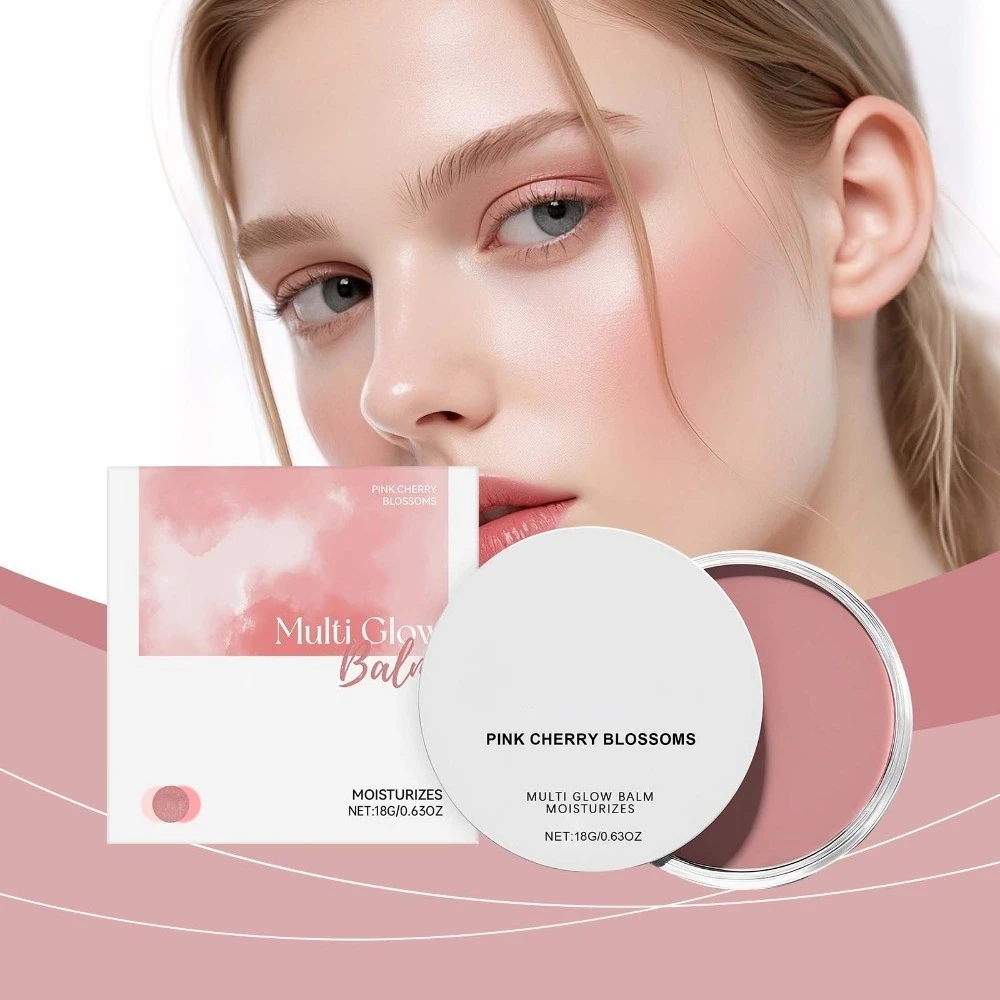 Crème fard à joues en poudre de fleur de cerisier rose, maquillage Portable quotidien, au toucher clair, naturel, brillant, fin et facile à colorer
