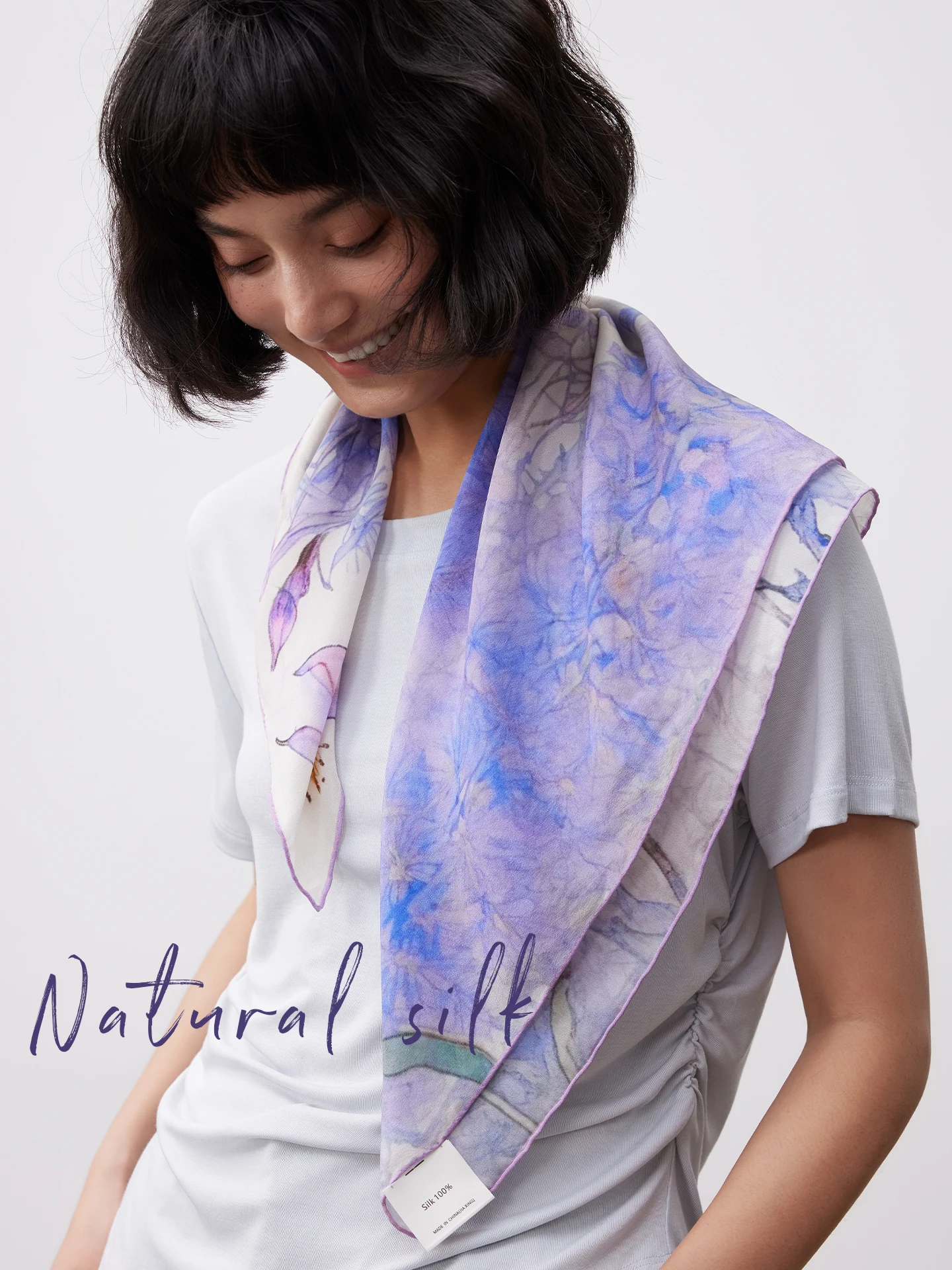 紫色のシルクスカーフ-本物の桑シルクスクエアスカーフ-女性用-新しい中国風-ナショナルトレンド-ギフト-センセーション-ソフトで通気性あり