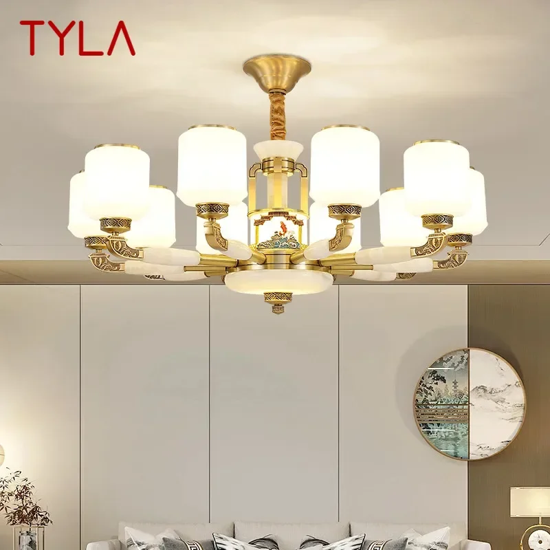 TYLA Contemporary Luxury Brass Pendent Lamp  Chinese style Living Room Dining Room Bedroom Villa Hotel Sample Room Chandelier