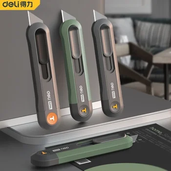 סכין יוטיליטי Deli באיכות גבוהה 12mm/9mm/18mm/T-צורת מספריים מרובות מפלדת פחמן לחתיכת קופסאות משרדיות