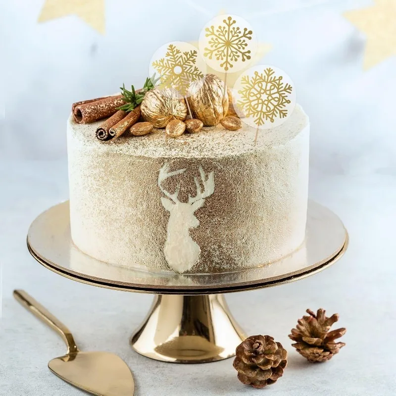 500pcs/roll, 1.5" -Self-Adhesive 6Design,glitter Gold & Silver Snowflake Labels for Cards, Gifts Wrap, Parties decor Sticker