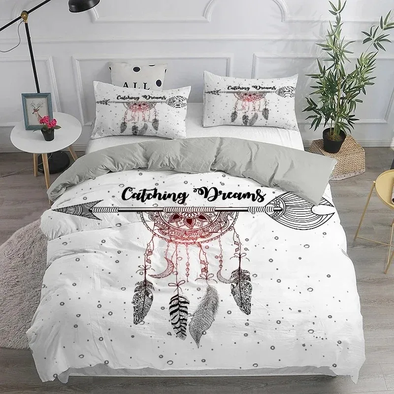 

Комплект постельного белья Dream Catcher: Элегантный богемный пододеяльник (240x220 см) в этническом стиле, одеяло-покрывало для односпальной, двуспальной и королевской кровати
