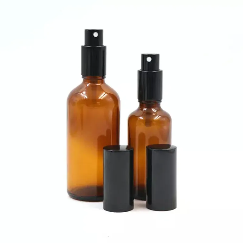 

5ml 10ml 15ml 20ml 30ml 50ml 100ml Cosmetic Amber Glass Bottles Empty Mist Spray Pump Bottles for Essential Oils Perfume Alcohol
