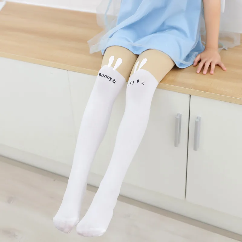 Collants Chauds à Motif de Dessin Animé TiXI pour Fille et Bébé, Imprimé Animal, Ours, Chat, Tatouage au Genou, pour Étudiante, Collection Printemps