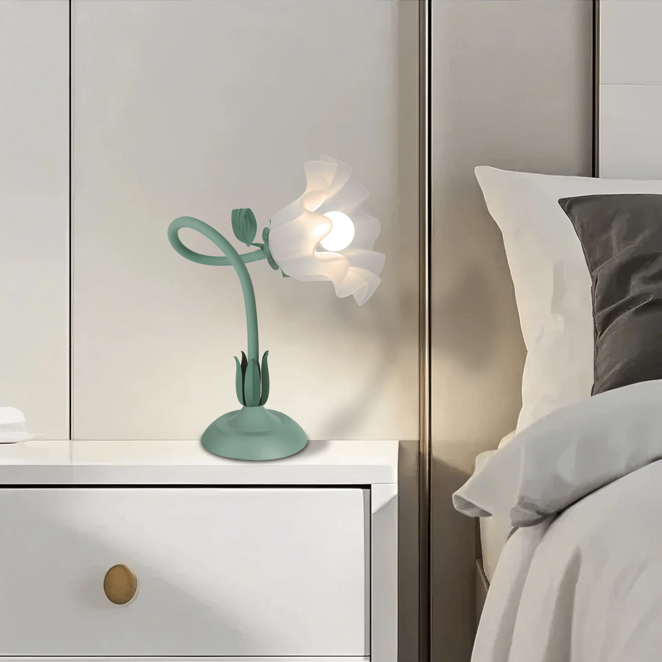 Vintage Flower Bedside Lamp Ad - đánh giá và giá Desk Setup Green