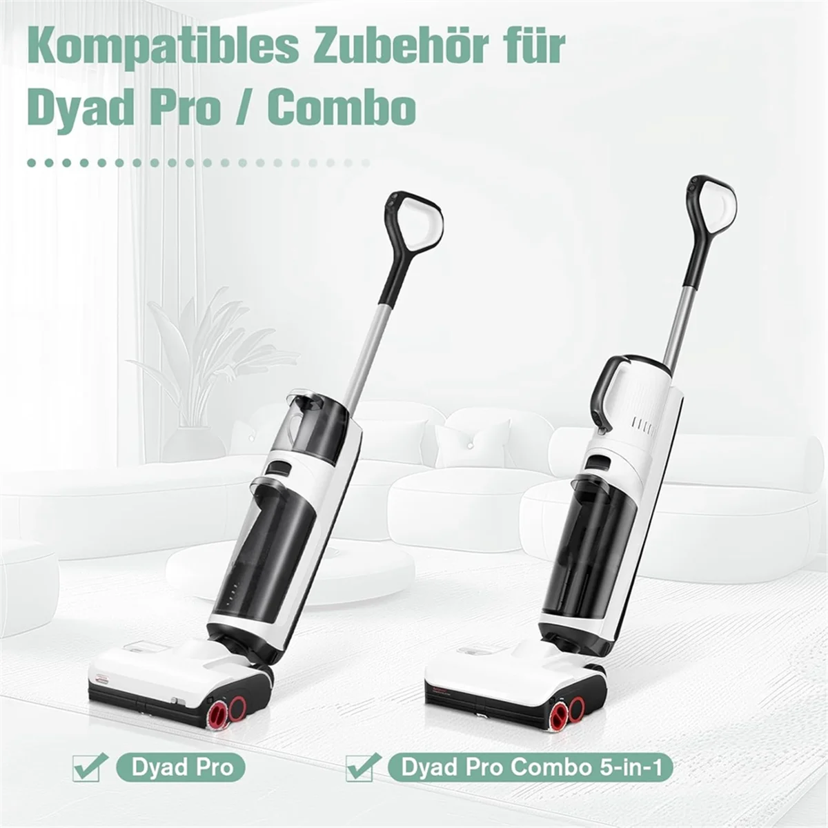 Abkr conjunto de rolo de escova de substituição e filtros hepa para roborock dyad pro/dyad pro combo inteligente sem fio aspirador de pó seco e molhado