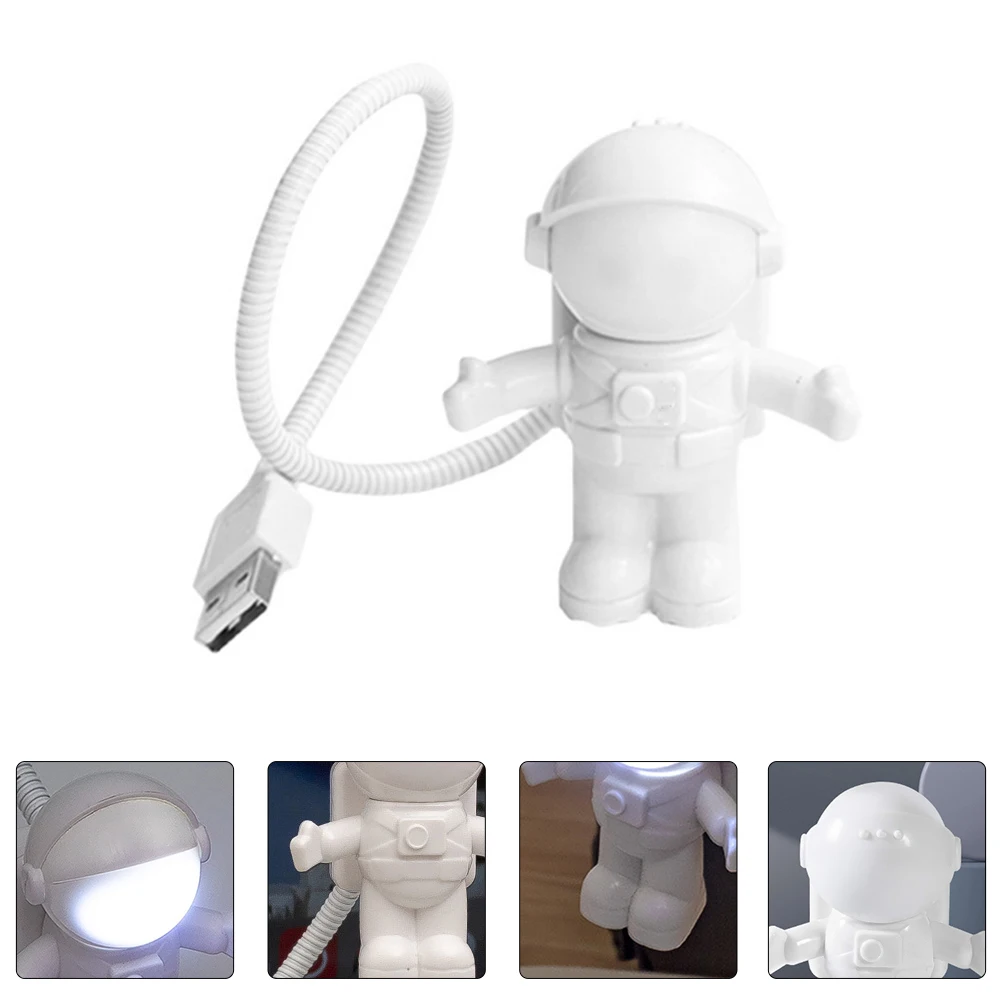 Lampu Malam Astronaut USB Lampu LED Fleksibel untuk Laptop Komputer Membaca di Samping Tempat Tidur Berkemah Luar Ruangan Lampu Astronaut USB
