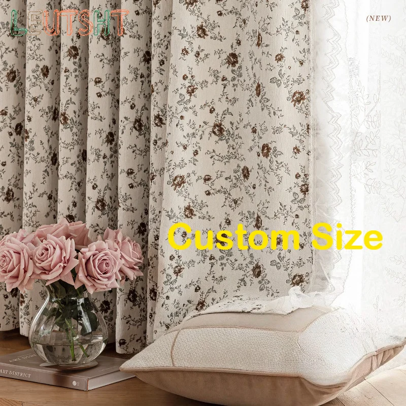 Retro-Stil Vollständig Verdunkelnde Doppelseitige Chenille-Vorhänge für Wohnzimmer und Schlafzimmer Amerikanischer Sonnenschutz Luxus Maßanfertigung