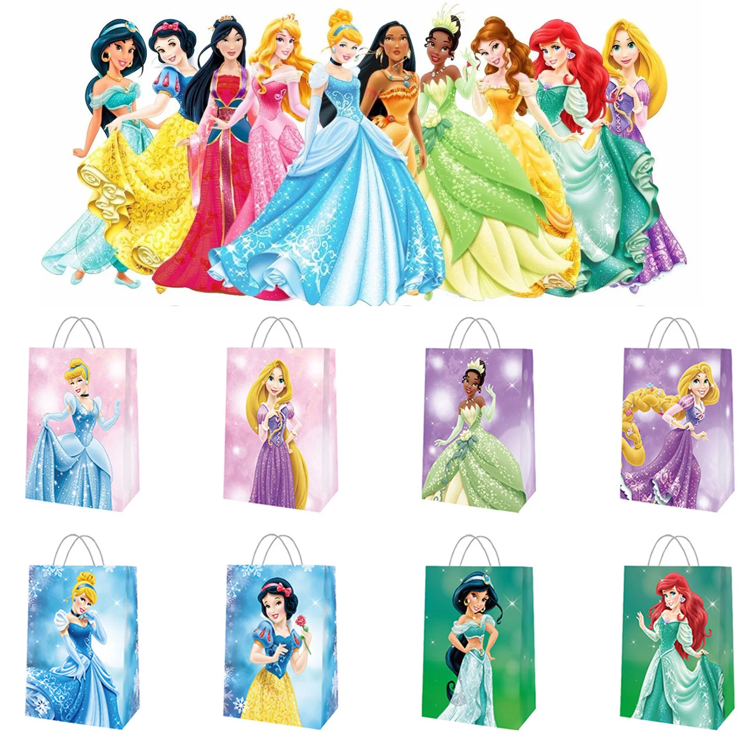 Disney Frozen Princess Girls Birthday Party Decorations Candy Gift Bag Paper Cinderella Snow White candy gift bag Supplies