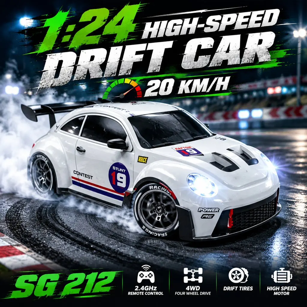 New Remote-Controlled Drift Car 1:24 4WD Racing Model 2.4g 4×4 High-Speed Champion Brushless Electric RC Car for Adults Kids Toy