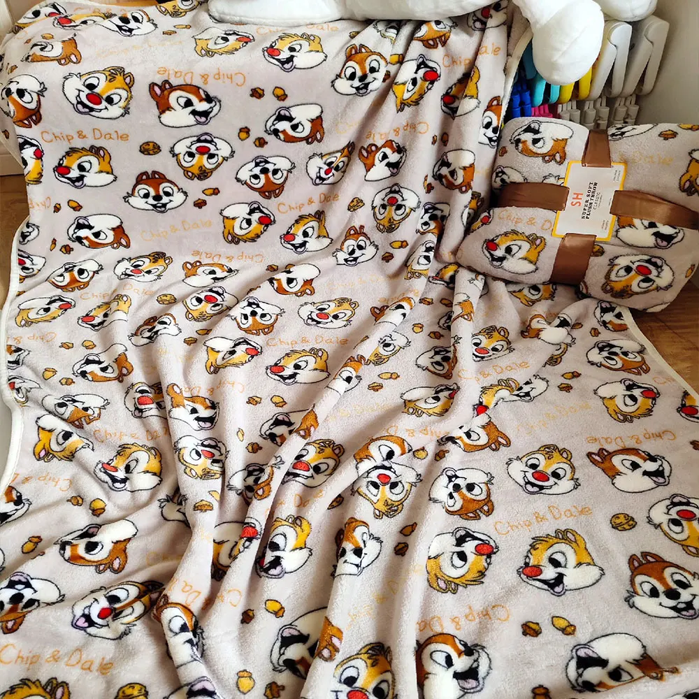 Disney Squirrel Private Pluto Chip N Dale Lekki pluszowy koc na łóżko Sofa Samolot Flatsheet Pościel Rzut Baby Coral Velvet