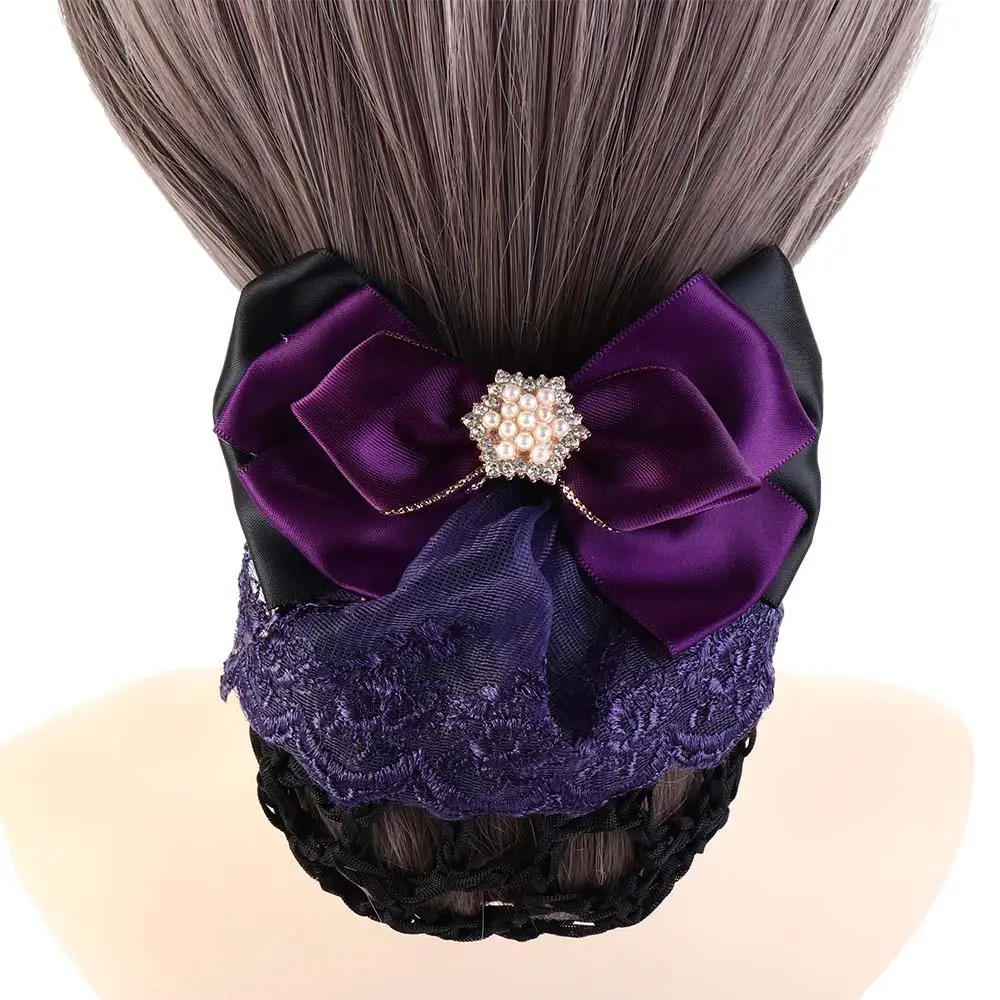 Pince à cheveux vintage avec nœud en perles et strass, style coréen, pour chignon, accessoires pour infirmières et filles