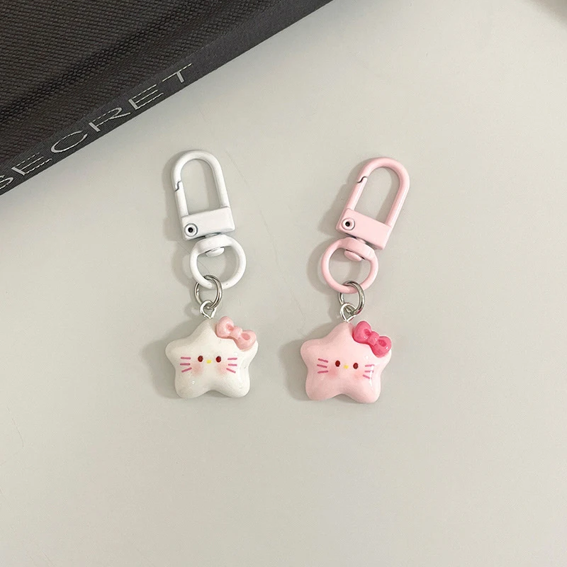 Cute Pentagram Cartoon Cat Resin Kawaii Cartoon Keychain School Bag Pendant Couple Friends Classmates Gift Accessories image 6