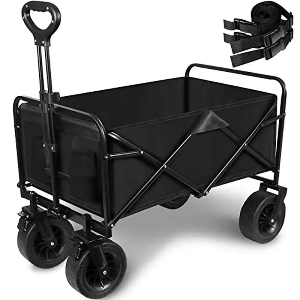 Portable Outdoor Garden Wagon with Durable Metal Frame and All-Terrain Wheels