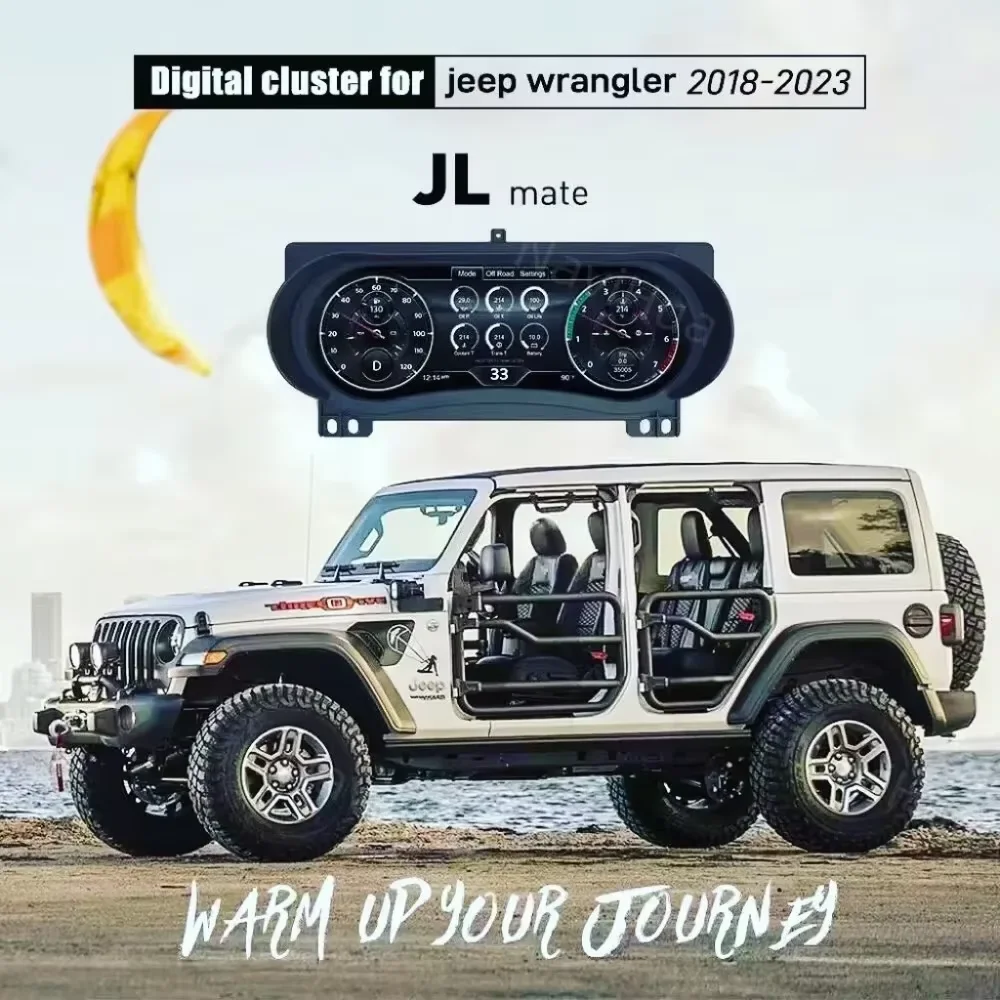 

Цифровой кластер для Jeep Wrangler 2018 2019 2020 2021 2022 2023, виртуальный измеритель скорости кабины, автомобильный дисплей приборной панели, HD экран