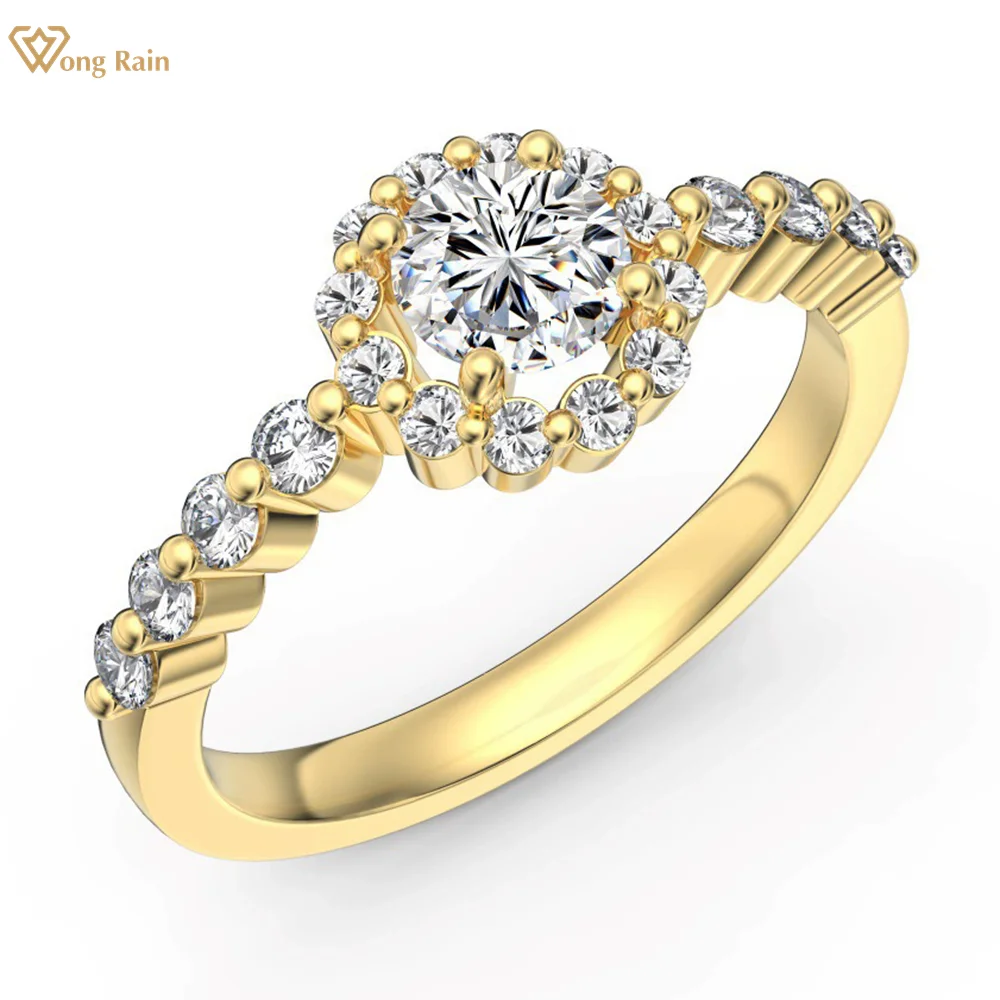 

Wong Rain Solid 925 Sterling Silver Round Cut 5 MM Lab Sapphire Gemstone Wedding Engagement Ring for Women Fine Jewelry Gifts