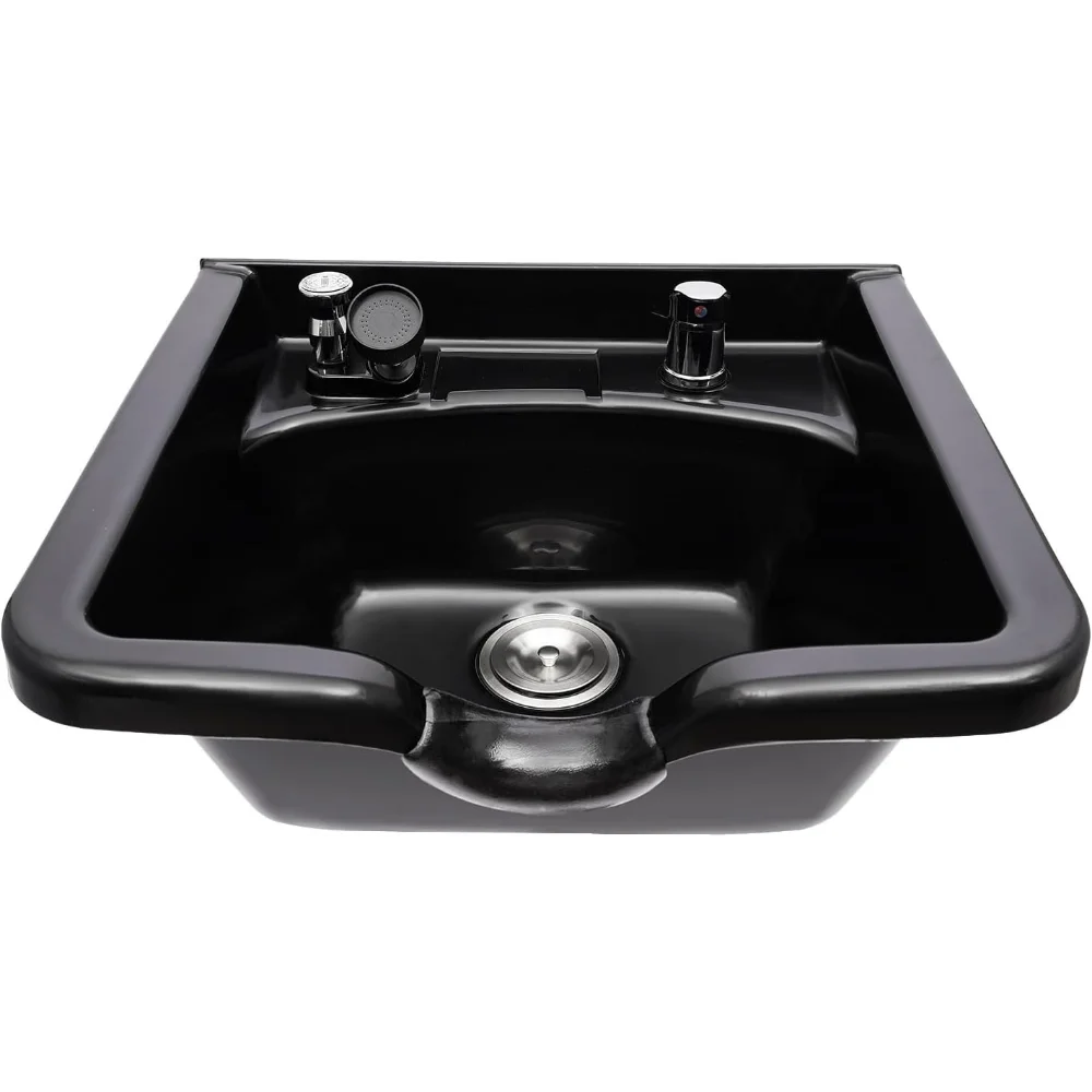 

Professional Salon Shampoo Bowl, Wall Mounted Shampoo Sink, Salon and Barber Equipment Black Deep ABS Backwash Sink