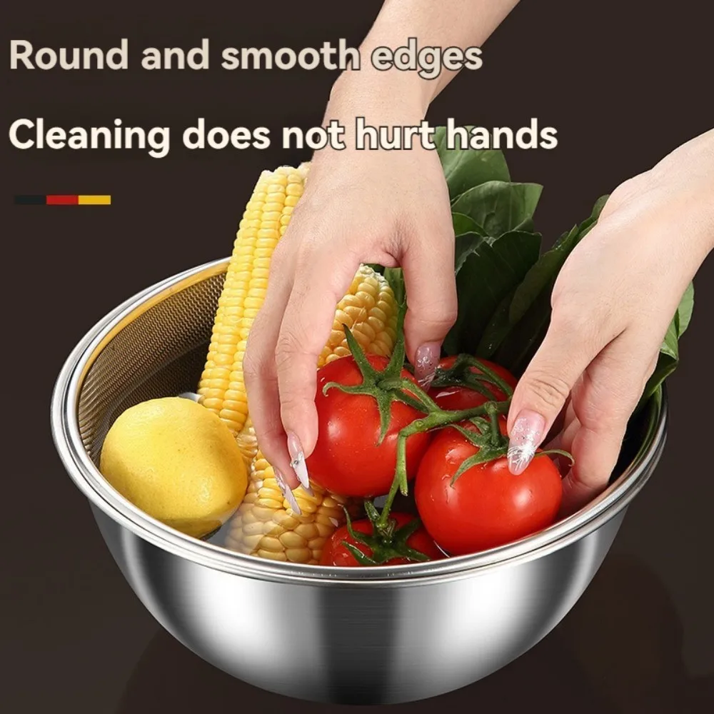 Multi Functional Stainless Steel Vegetable Bowl, Egg Mixing Bowl, Drain Basket, Soup Basin, Kitchen Cooking And Storage Tool