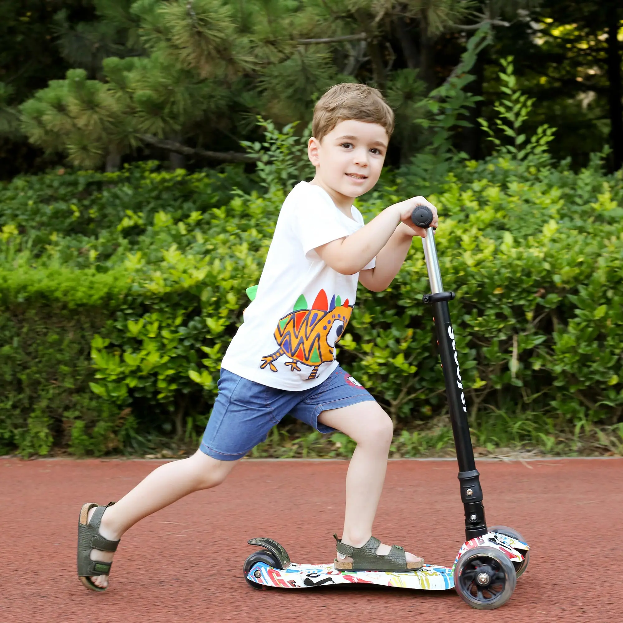 Tretroller für Kinder, Rad mit Bremse, höhen verstellbarer Lenker, leicht, 3-10 Jahre alt, breites Steh brett