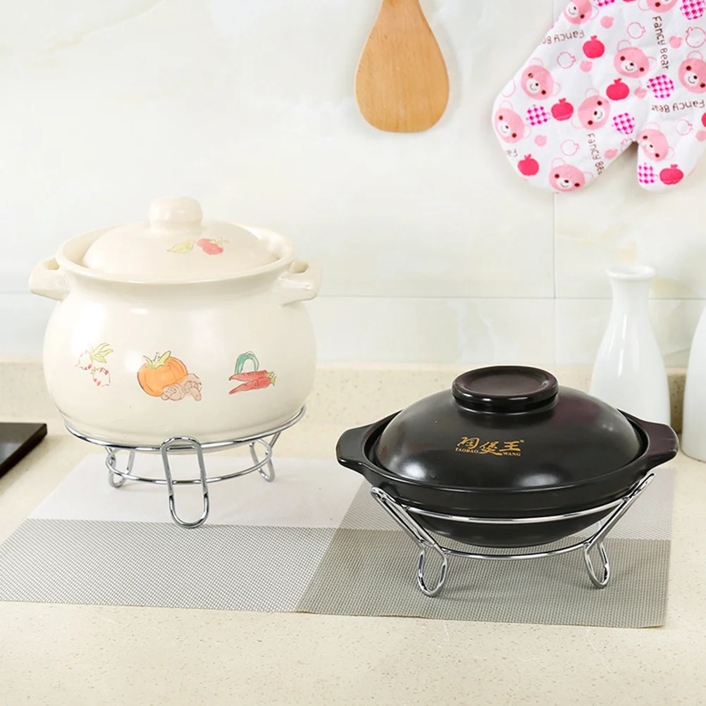 

2Pcs Stainless Steel Pot Rack Heat-Proof Kitchen Table Rack for Hot Pans Cooking Accessory Tainless Steel Pot Holder