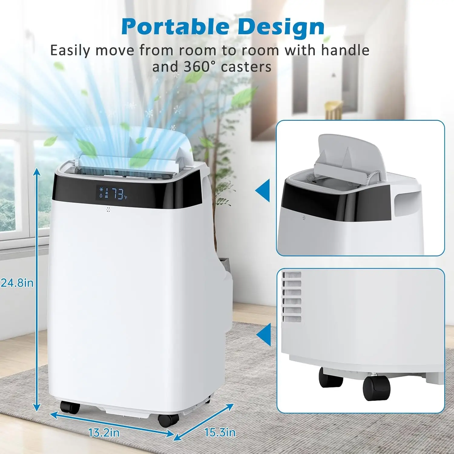 10000 BTU Portable Air Conditioners Cool Up to 450 Sq.Ft, 3 IN 1 Portable AC Unit With Dehumidifier Fan Mode Remote 24H Timer