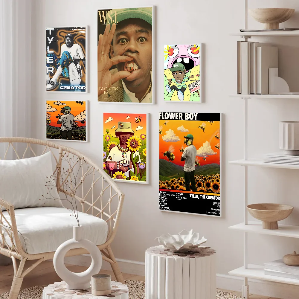 Flower Boy Tyler The Creator Classic Anime Poster Fancy Wall Sticker For Living Room Bar Decoration Decor Art Wall Stickers