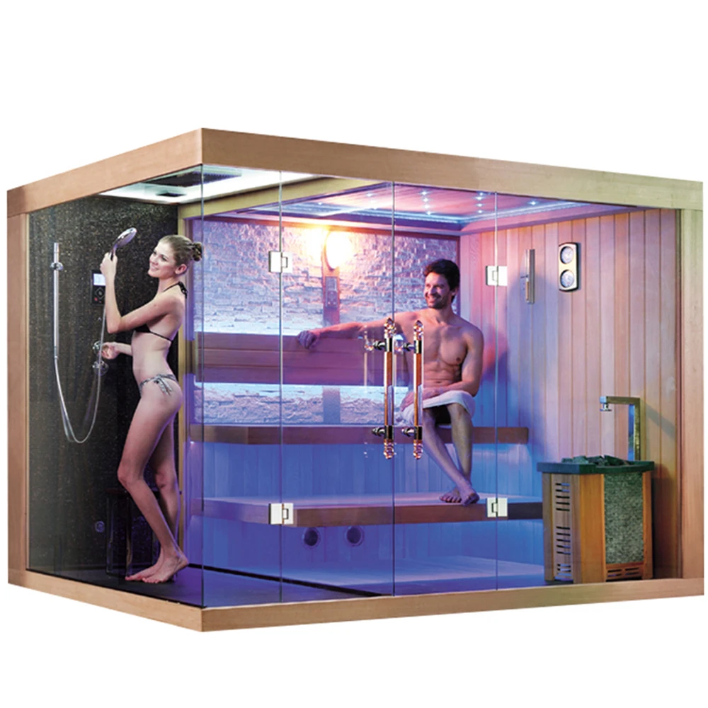 Precio de 4-6 personas, ducha de madera de Polonia, estufa de vapor para el hogar, cabina, Sauna, Finlandesa