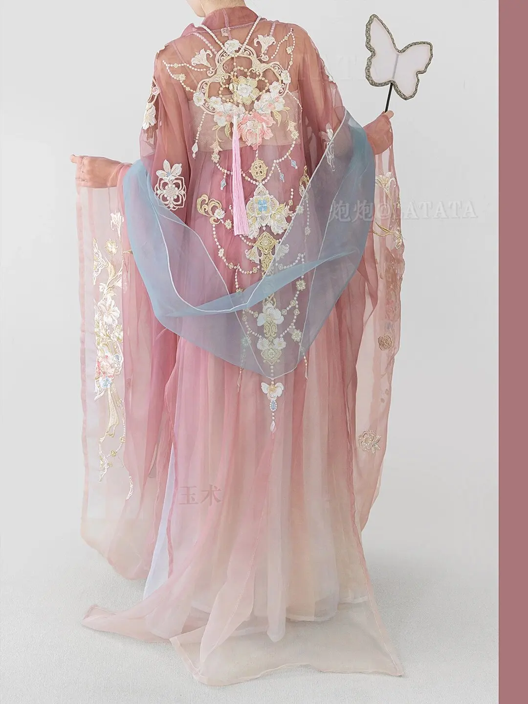 Ensemble de robe QuFête ot rose pour femme, broderie améliorée, jupe longue, ruban Hanfu de la dynastie Tang chinoise, nouveau printemps 2024, prairie