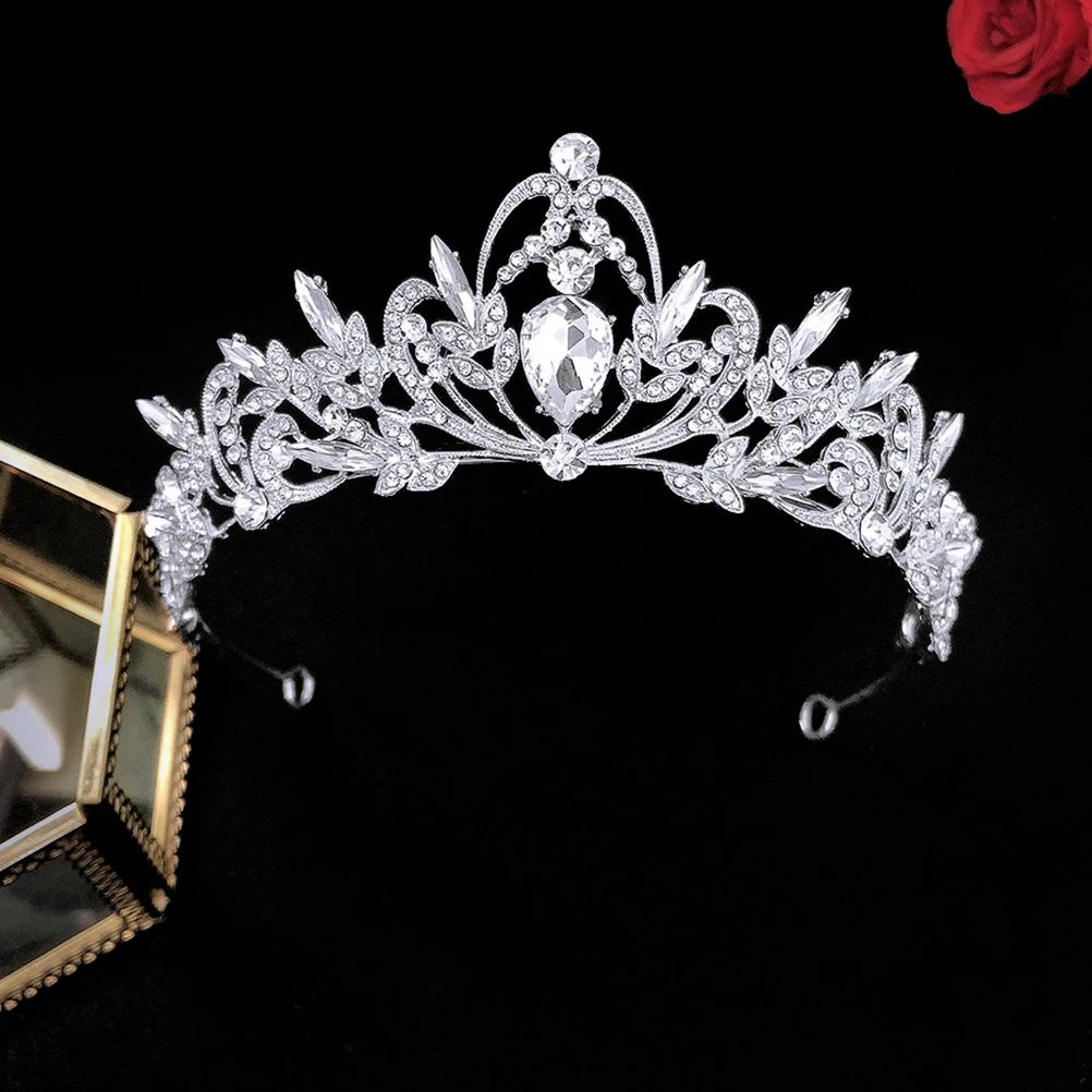 

Crown Necklace Earrings Set Rhinestone Bridal Jewelry Women Accessories Wedding Party Gift Zinc Alloy Long Lasting Durable Charm