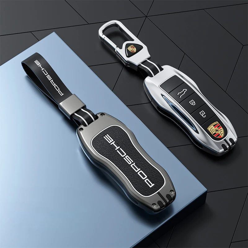 Autoschlüsselhülle aus Zinklegierung für Porsche 911 718 Panamera Macan Cayenne Boxster Cayman Smart Remote-Zubehör