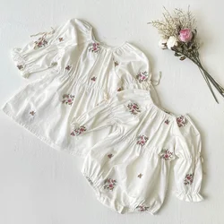 2024 New Autumn Sister Clothes Kids Princess Dress Newborn Baby Girls Party Dress Long Sleeved Embroidery Infant Baby Bodysuits