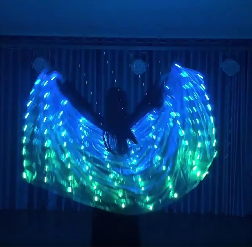 Led Veils Light Colorful Silk Performance Props Accessories Rainbow Rectangle Belly Dance Circus Costumes Festival Show