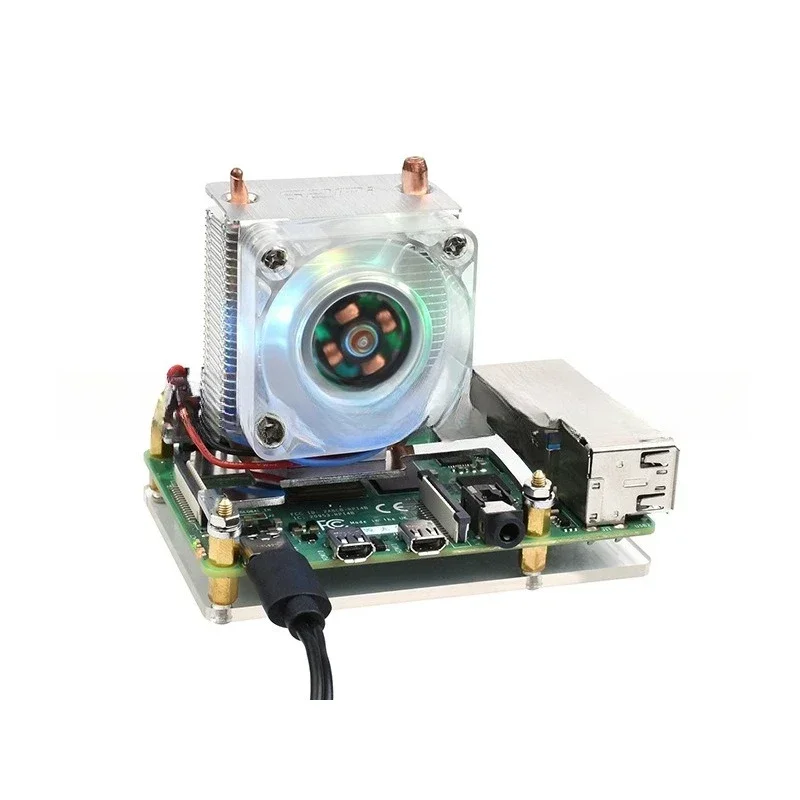 

Raspberry Pi 4b/3b + CPU radiator ICE tower, cooling, cooling fan RGB LED light, low noise