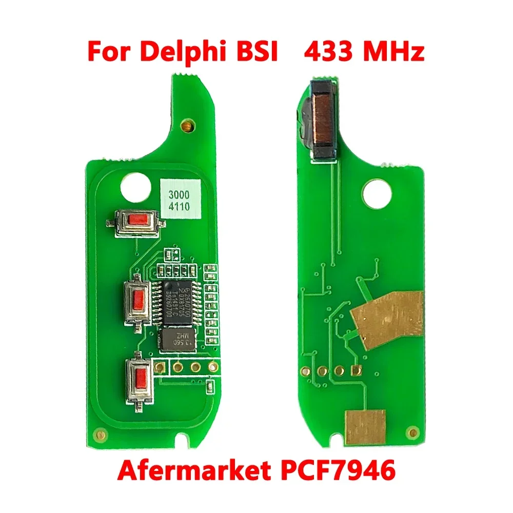 XNRKEY 원격 자동차 키 회로 보드 PCF7946 칩 315/433Mhz, Fiat for Fiat for Dehilp/Marelli BSI 시스템 교체 3B 스마트 키 PCB