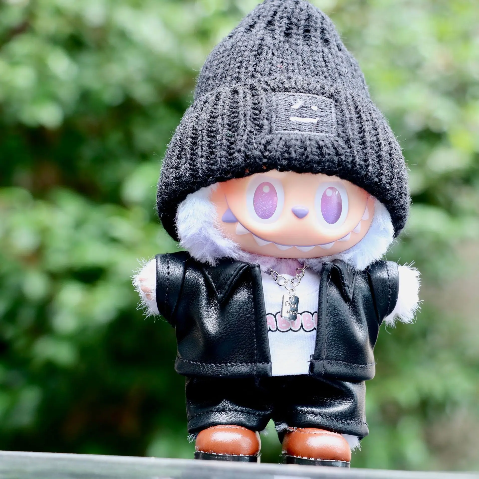 

17cm Dolls Clothing For Labubu Outfit Accessories Doll's Clothes For Sitting Party Leather Jacket T-shirt Pants Dress