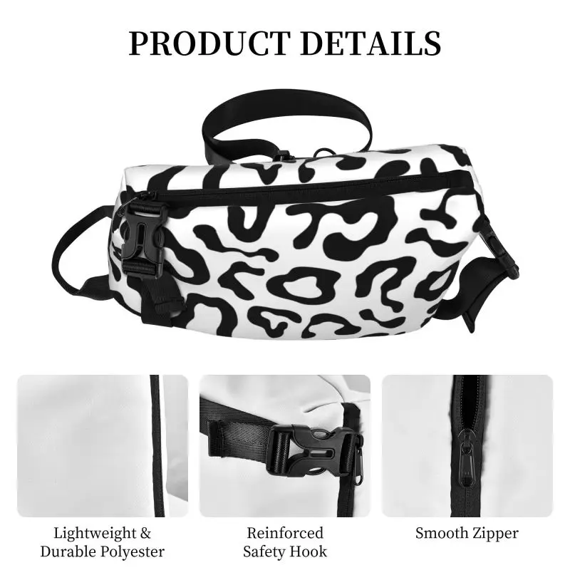 Black Leopard Pattern Chest bag travel cycling fashion women\'s shoulder bag sports casual men crossbody bag