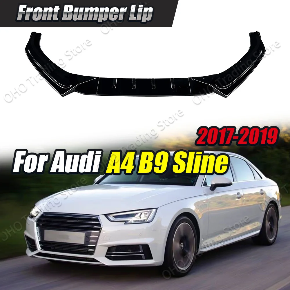 Car Front Bumper Canard Lip Trim For AUDI A4 B9 S-Line S4 2017 2018 2019 Lower Splitter Diffuser Spoiler Body Kits Tuning