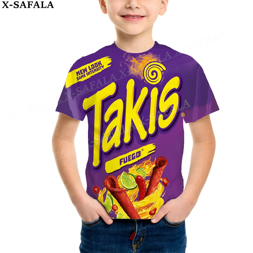 Novelty Funny Chips Takis Food Customized 3D Printed Children Milk Fiber T-shirt Round Neck Boys Girls Kids  Casual Tops-4