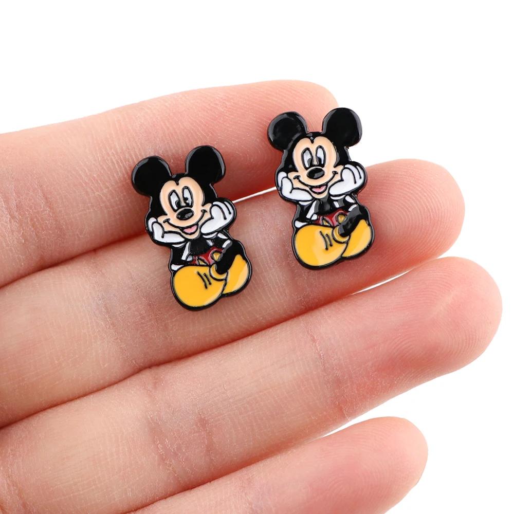 Mickey Minnie Mouse Earrings Winnie the Pooh Ear Studs Cartoon Pierced Studs Earrings Decorative Ears Jewelry Gifts