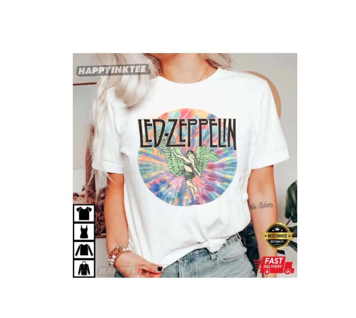 Vintage Led_Zeppelin Colorst White Shirt Unisex Men Women