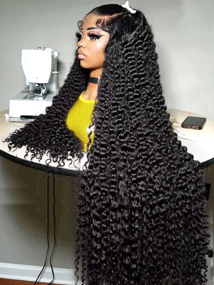 40 46 بوصة 13x6 HD موجة عميقة الدانتيل الباروكة الأمامية البرازيلي 13x4 360 المياه شعر بشري مجعد الباروكات للنساء قبل قطعها 300% الكثافة