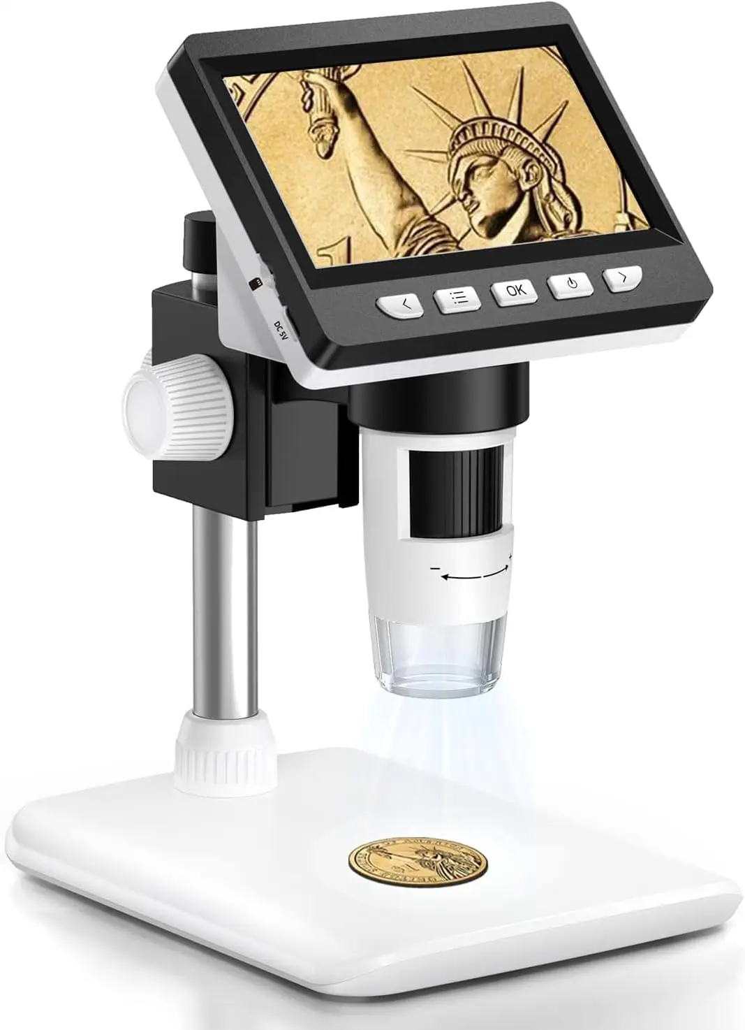 

4.3" Coin Microscope - LCD Digital Microscope 1000X, 1080P USB Coin Magnifier for Error Coins with 8 Adjustable LED Light