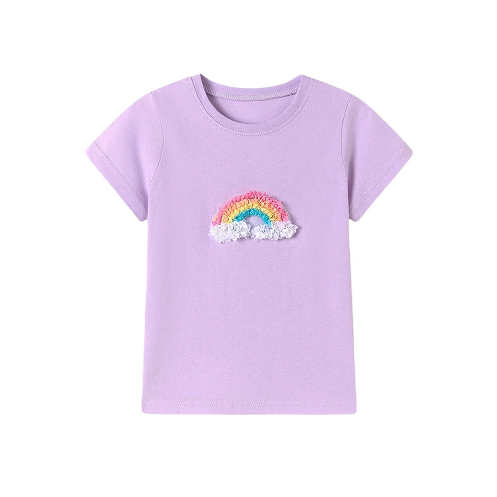 

Jumping Meters 2-7T Short Sleeve Summer Girls T Shirts Rainbow Applique Baby Clothes Short Sleeve Toddler Kids Tees Tops Shirts