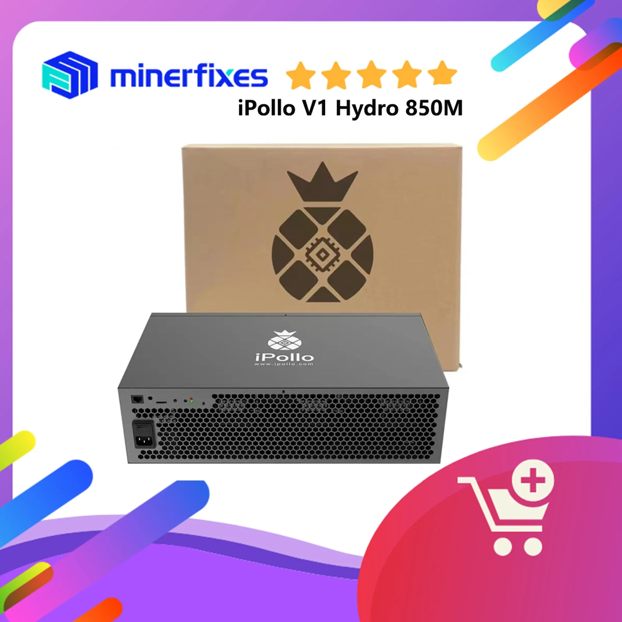 

iPollo V1H Hydro 850MH/s 6G Memory 690W with PSU Ethash ETC Mining Crypto Asic Miner V1 Hydro Apollo V1H Mute Home Miner..
